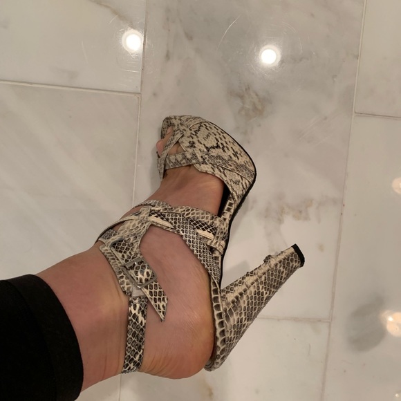 Snakeskin Calvin Klein High-Heel Strappy Sandals - Picture 7 of 8
